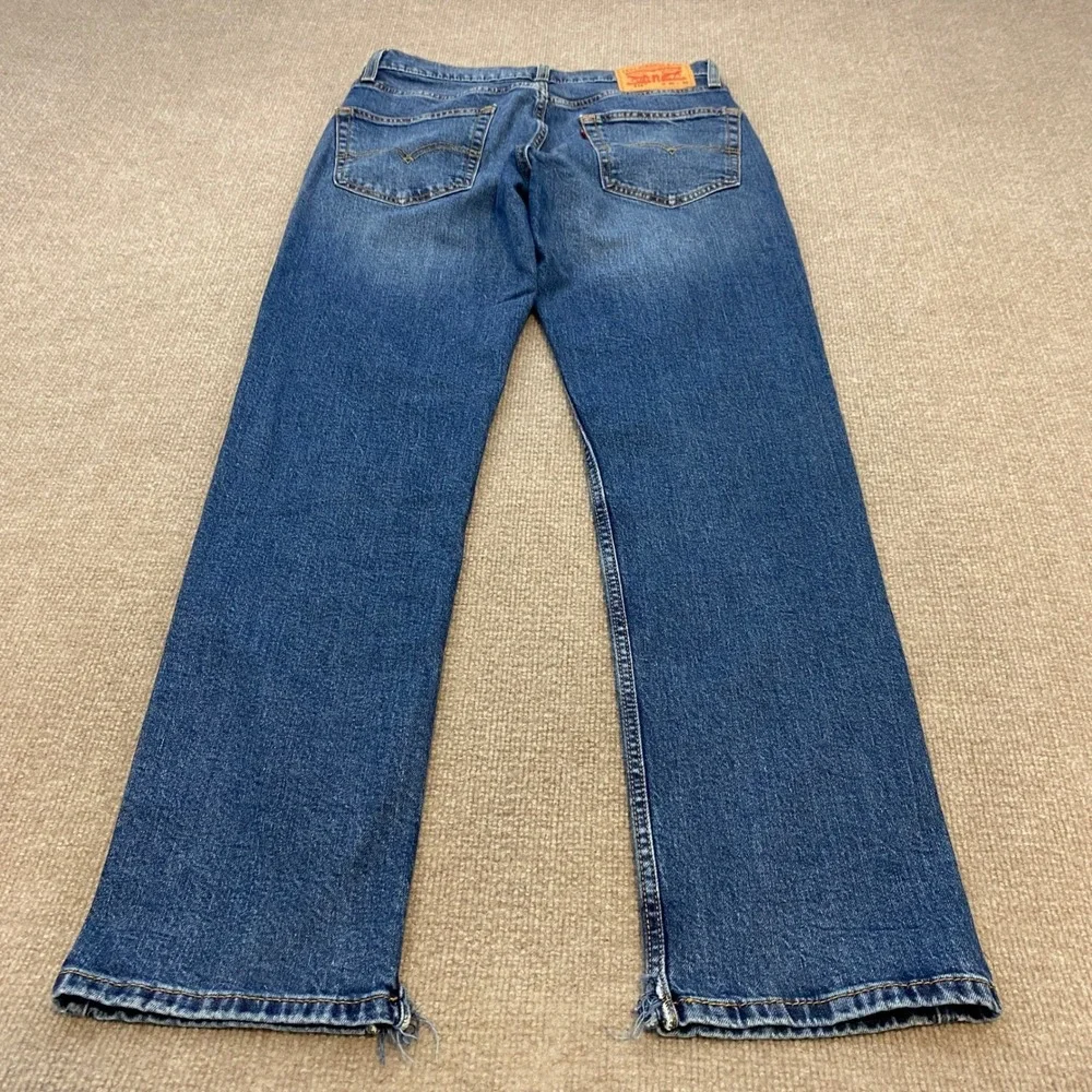 Levis 514 Mens Straight Fit Jeans Medium Wash Blue Denim 30x32 Frayed Hem